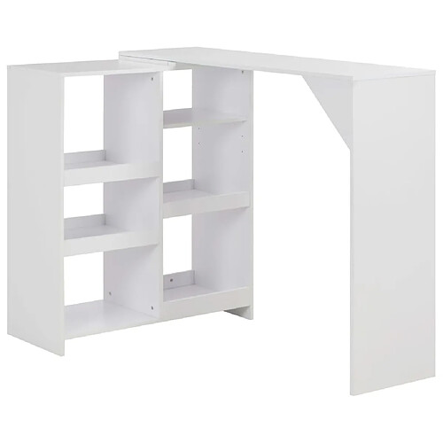 vidaXL Table de bar avec tablette amovible Blanc 138x39x110 cm