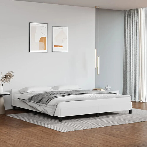 vidaXL Cadre de lit avec tête de lit sans matelas blanc 160x200 cm