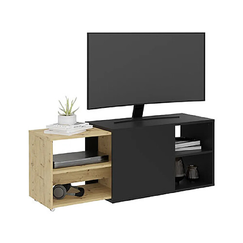 Mes Meuble TV modulable 133,5x39,9x49,2 cm noir et naturel