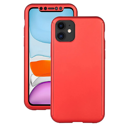 Wewoo Coque Rigide Pour iPhone 11 de protection pleine couverture PC avec antichoc PC film en verre trempé rouge