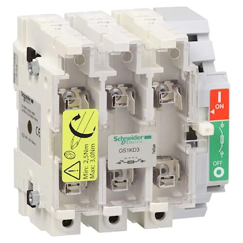 bloc de base - sectionneur à fusible - 3 pôles - 125a - schneider electric gs1kd3