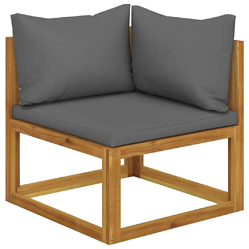 vidaXL Canapé d'angle sectionnel avec coussin gris foncé Bois d'acacia