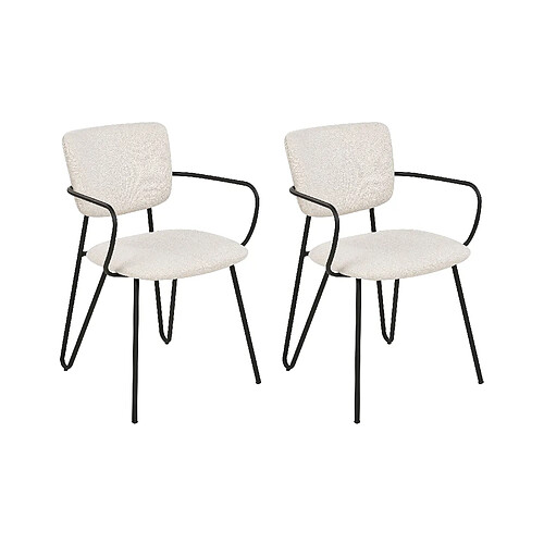 Beliani Chaise de salle à manger ELKO Set de 2 Tissu Crème