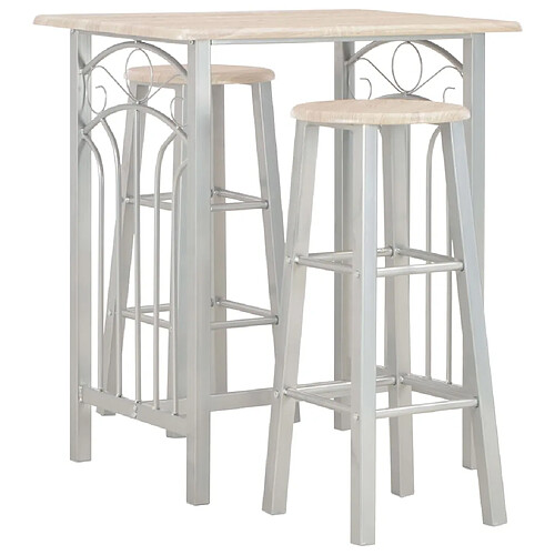 vidaXL Ensemble de bar 3 pcs Bois et acier