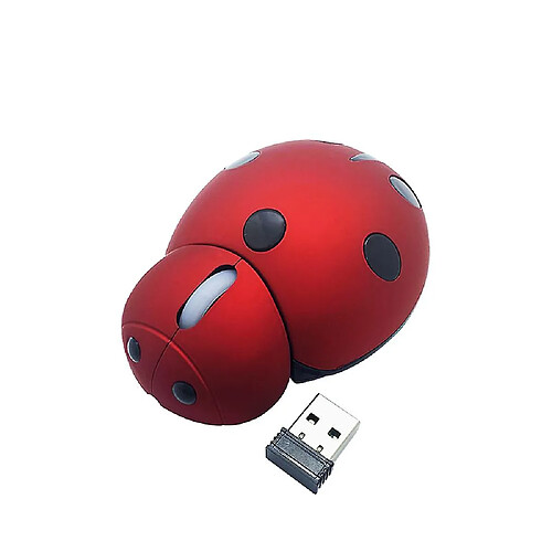 Universal 2,4 g souris sans fil Petite coccinelle animale mignonne de souris optique mobile (rouge) jiujiuso