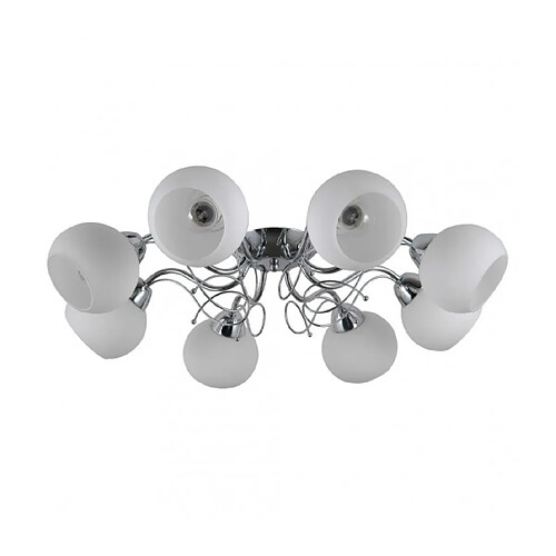 Luminaire Center Plafonnier Masseri Acier Chrome 8 ampoules 25cm