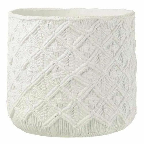 Paris Prix Cache-Pot Déco en Ciment Damier 33cm Blanc