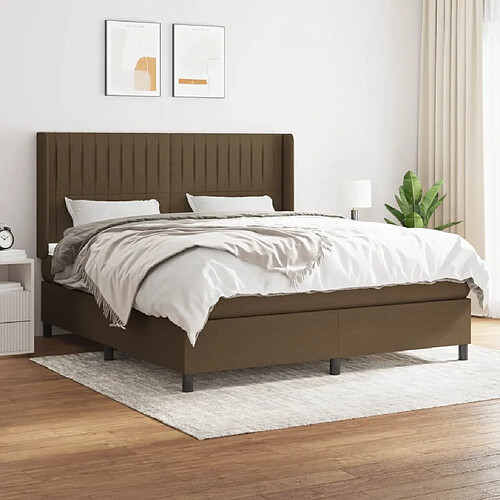 vidaXL Sommier à lattes de lit avec matelas Marron foncé 180x200 cm