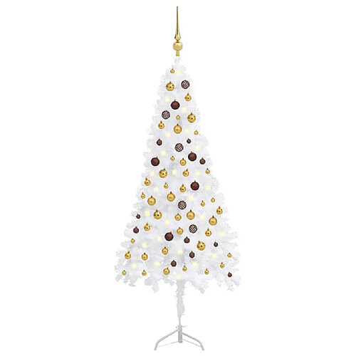 vidaXL Arbre de Noël artificiel LED et boules Blanc 180 cm PVC