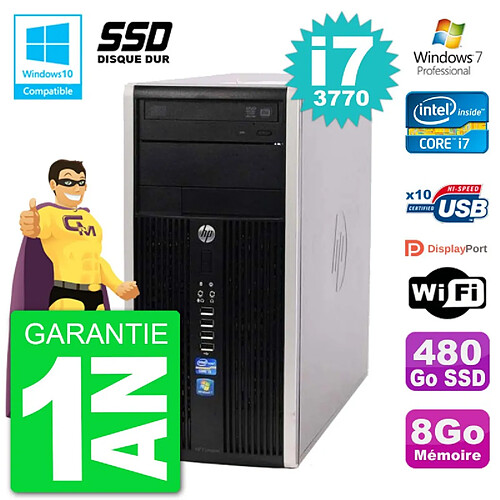 PC HP 6300 MT Intel Core i7-3770 RAM 8Go SSD 480Go Graveur DVD Wifi W7 · Occasion