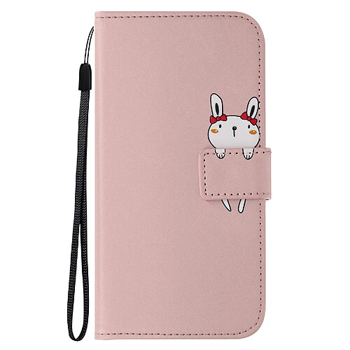 Avizar Étui Lapin pour Samsung S23 Portefeuille Support Vidéo Dragonne Rose Champagne