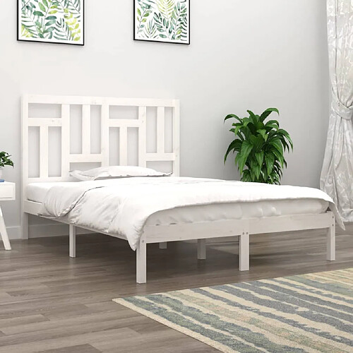 vidaXL Cadre de lit sans matelas blanc 140x190 cm bois de pin massif