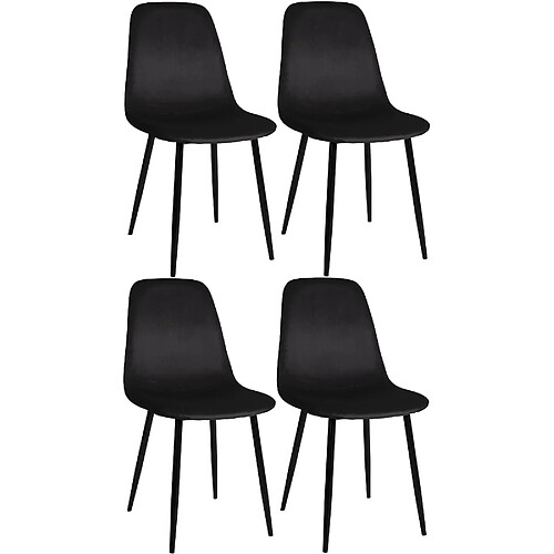 Decoshop26 Lot de 4 chaises de salle à manger design moderne assise en tissu noir pieds en métal métal noir 10_0001827