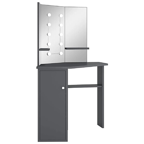 Helloshop26 Coiffeuse d'angle avec led 111 x 54 x 141,5 cm gris 02_0006237