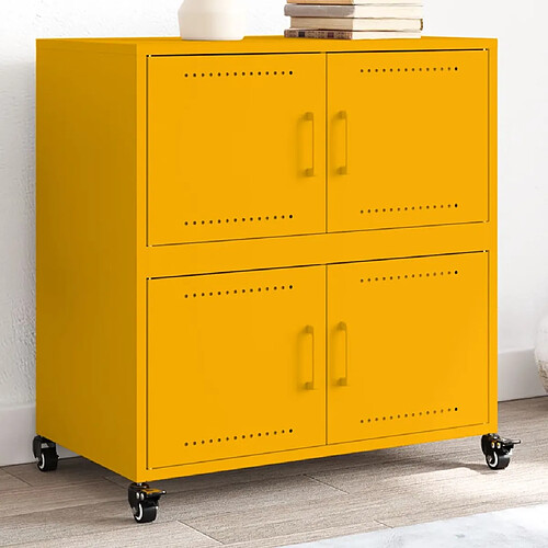 vidaXL Buffet jaune moutarde 68x39x72 cm acier