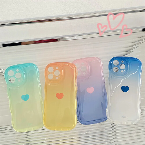 GUPBOO Étui pour iPhone12Pro Dégradé transparent amour simple étui de téléphone portable créatif anti-chute