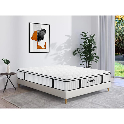 Vente-Unique Matelas 140 x 190 cm anti-feu ressorts ensachés et surmatelas intégré ép.28cm - DELICE de YSMÉE HÔTEL