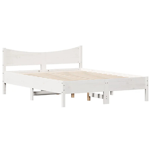 Vidaxl Cadre de lit blanc 140x190 cm bois de pin massif