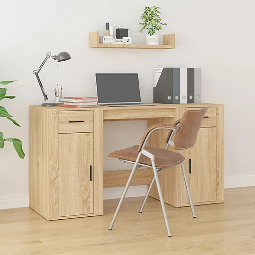 vidaXL Bureau avec armoire chêne sonoma bois d'ingénierie