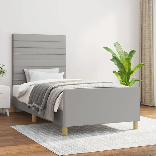 Maison Chic Lit adulte - Cadre Structure de lit avec tête de lit Contemporain Gris clair 80x200 cm Tissu -MN83338