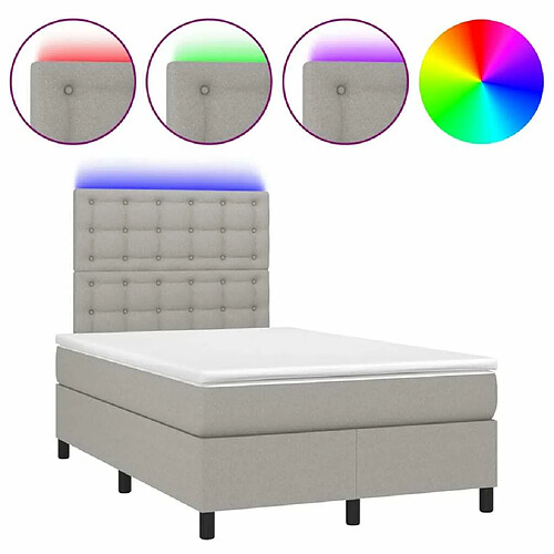 Maison Chic Lit adulte- Lit + matelas + LED,Sommier à lattes de lit matelas LED gris clair 120x190 cm tissu -GKD25303