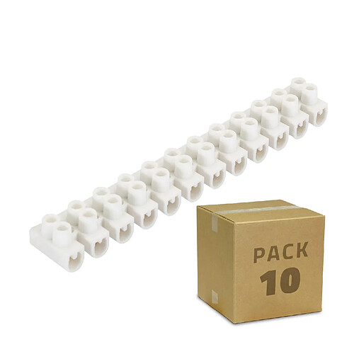 Ledkia Pack 10 Dominos de Connexion Électrique 12 Plots Blanc 10 mm