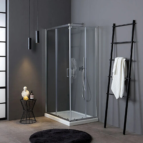 Kiamami Valentina CABINE DE DOUCHE D'ANGLE COULISSANTE 70X100 CM CRISTAL TRANSPARENT | LUNA