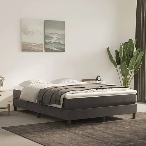 Maison Chic Lit Adulte - Lit simple Lit à sommier tapissier et matelas moelleux - Meuble de Chambre - Gris foncé 140x200cm Velours -MN76655