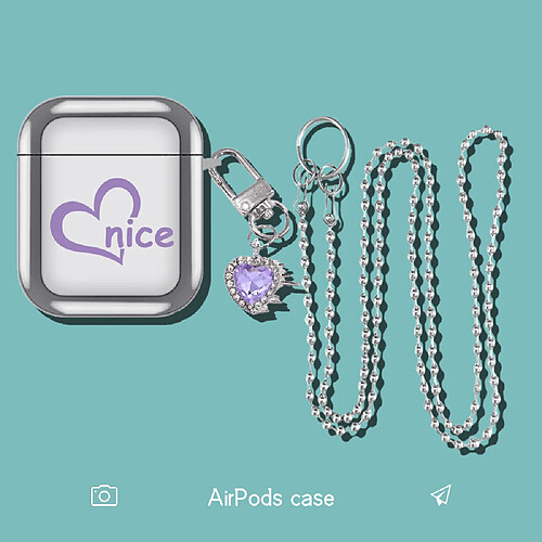 GUPBOO Airpods Coque Housse Étui Protecteur Compatible pour AirPods 3-pendentif coeur ins diamant femme