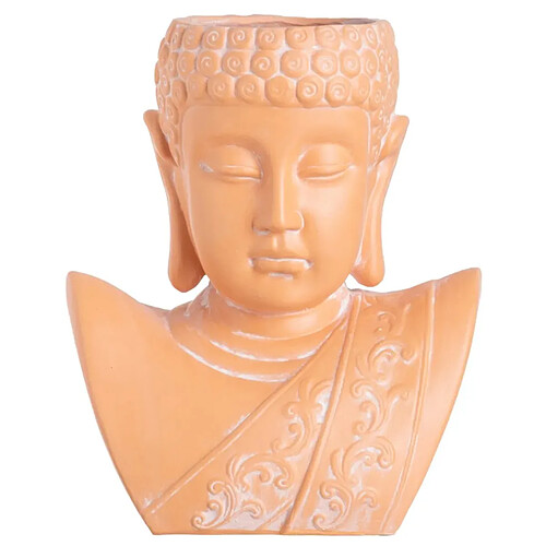 Cache pot Bouddha en céramique couleur Terracotta