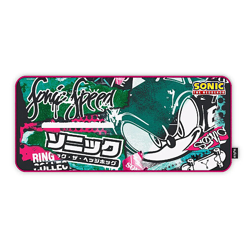 Tapis de Souris Gaming Energy Sistem ESG Sonic Graffiti - Taille XXL - Base en Caoutchouc Antidérapant - Couleur Bleu