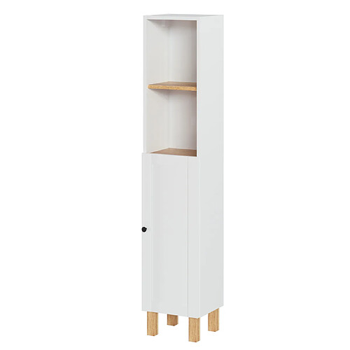 Pegane Colonne de salle de bain en mélamine coloris blanc mat - Longueur 30 x profondeur 27 x Hauteur 140 cm