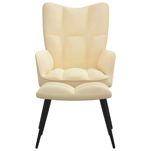 Maison Chic Chaise de relaxation | Fauteuil relax avec repose-pied Blanc crème Velours -GKD54065