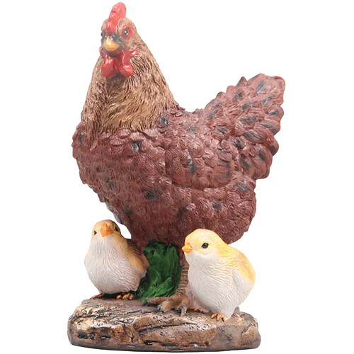 Farmwood Animals Poule avec poussins en résine 15 x 11 x 20 cm brun.