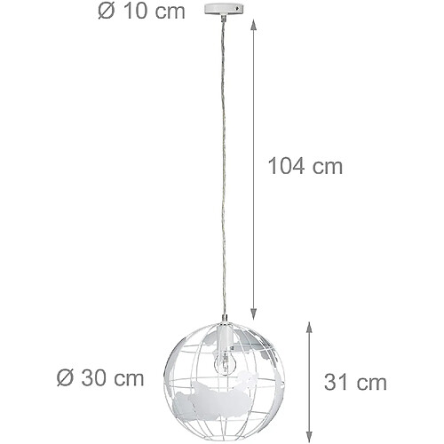 Helloshop26 Lampe murale lampadaire décoration design à suspension abat-jour boule globe blanc 13_0001352_2