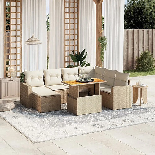 vidaXL Salon de jardin avec coussins 8 pcs beige résine tressée