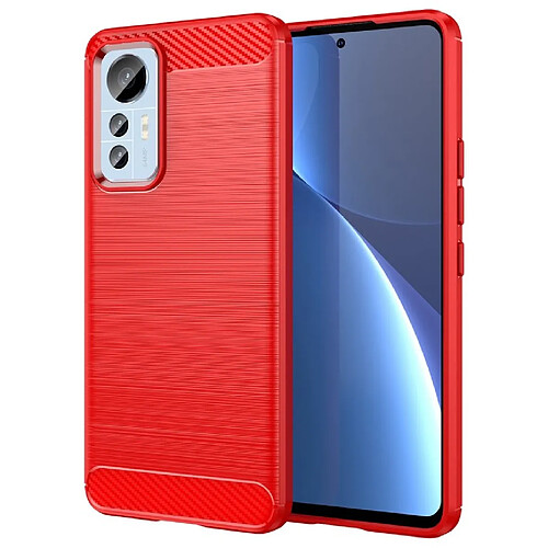 Htdmobiles Coque pour Xiaomi 12 Lite 5G - housse etui silicone gel carbone + verre trempe - ROUGE