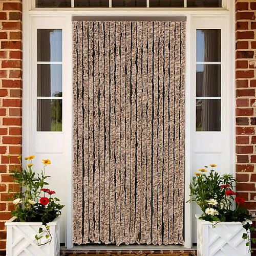 vidaXL Rideau anti-mouches beige et marron foncé 90x200 cm chenille