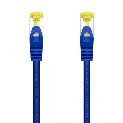 Aisens Câble Réseau Patch Cord RJ45 LSZH Cat.7 600 MHz S/FTP PIMF AWG26 - 25cm - Couleur Bleu