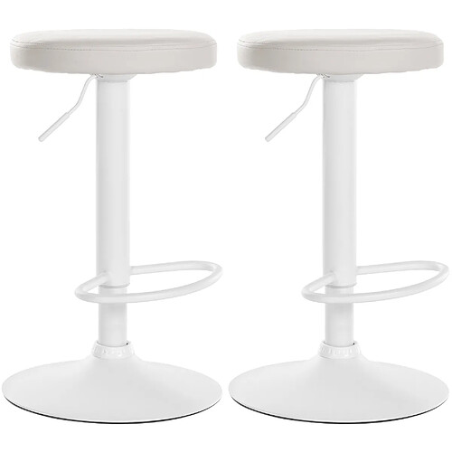 Non Lot de 2 tabourets de bar Ponte simili cuir blanc