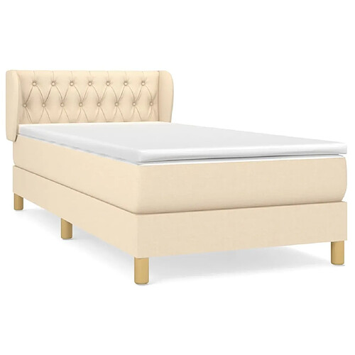 Maison Chic Structures de lit + matelas,Lit à sommier tapissier et matelas pour Chambre Crème 90x190 cm Tissu -MN46433