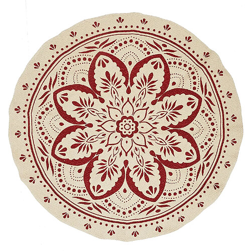 Toilinux Tapis rond imprimé mandala - Diamètre 120 cm - Terracotta