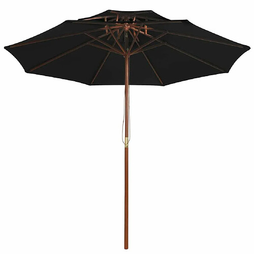 Maison Chic Parasol Jardin | Parasol double avec mat en bois Noir 270 cm - GKD49598