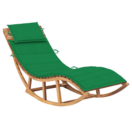 Helloshop26 Transat chaise longue bain de soleil lit de jardin terrasse meuble d'extérieur à bascule 180 cm avec coussin bois de teck solide 02_0012957