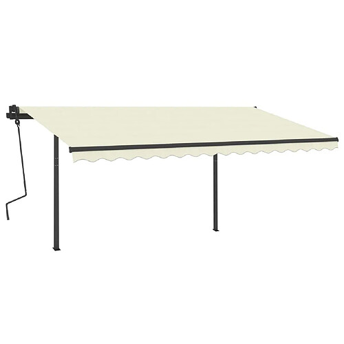 Maison Chic Auvent automatique | Store banne extérieur | Marquise rétractable avec poteaux 4,5x3,5 m Crème -MN95062