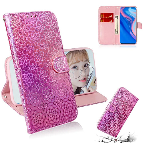 Wewoo Housse Coque Pour Huawei P Smart Z / Y9 Prime 2019 Couleur unie Boucle magnétique colorée Flip horizontal en cuir PU avec support et fentes cartes et portefeuille et lanière rose