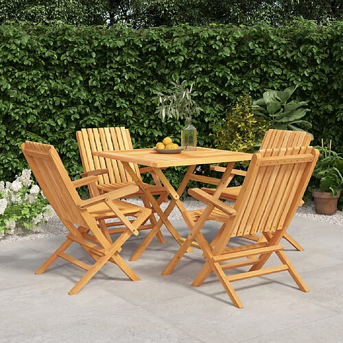 Salle à dîner de jardin 5 pcs,Table et chaise à manger Bois de teck massif -MN57730