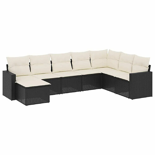 Maison Chic Salon de jardin 8 pcs avec coussins | Ensemble de Table et chaises | Mobilier d'Extérieur noir résine tressée -GKD56262