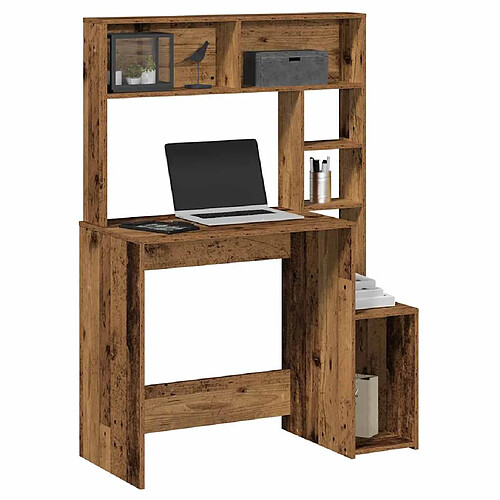 vidaXL Bureau avec étagères vieux bois 100x45x140 cm bois d'ingénierie