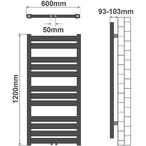 Helloshop26 Radiateur sèche-serviettes salle de bain montage mural 120 x 60 cm anthracite 01_0000031